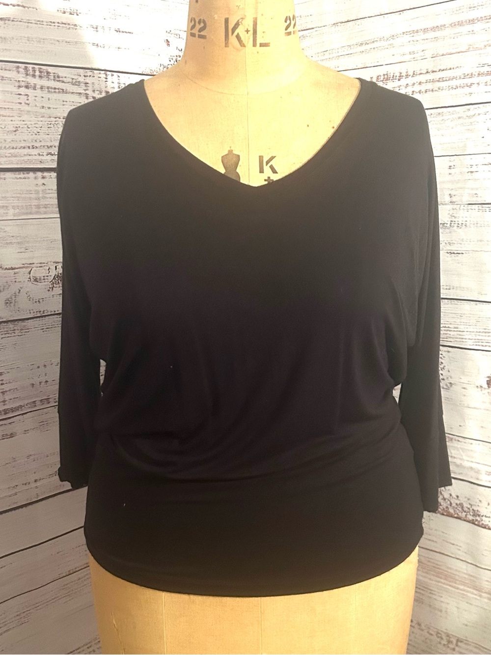 Black Dolman Blouson Top 3/4 Sleeve Women’s Large MIX by 41 Hawthorn Stitch Fix
